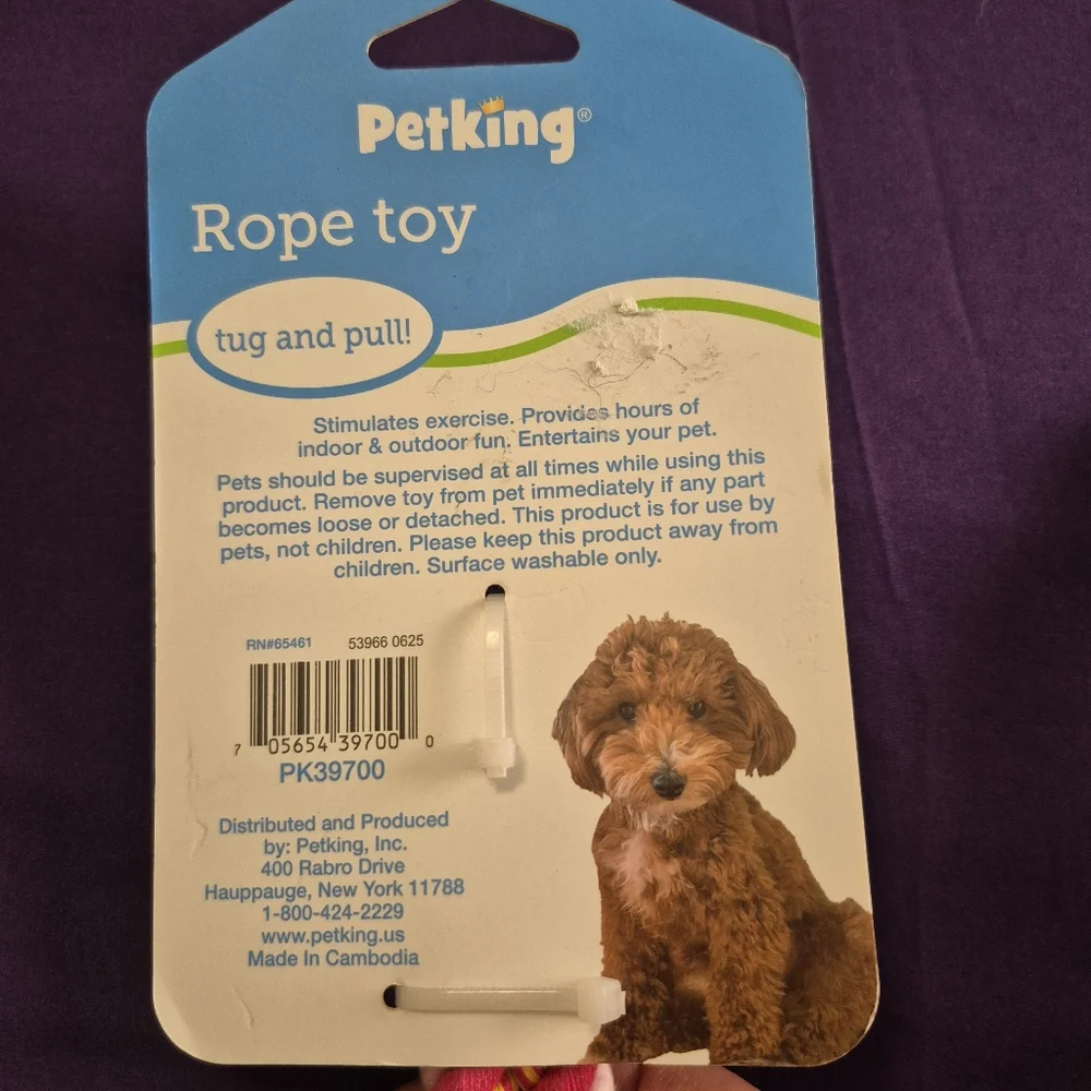 Pink & Yellow Dog Rope Knot Pull Tuggie Toy New